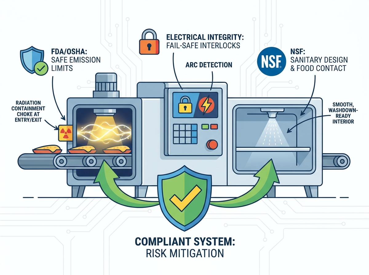 Industrial microwave heating equipment safety features