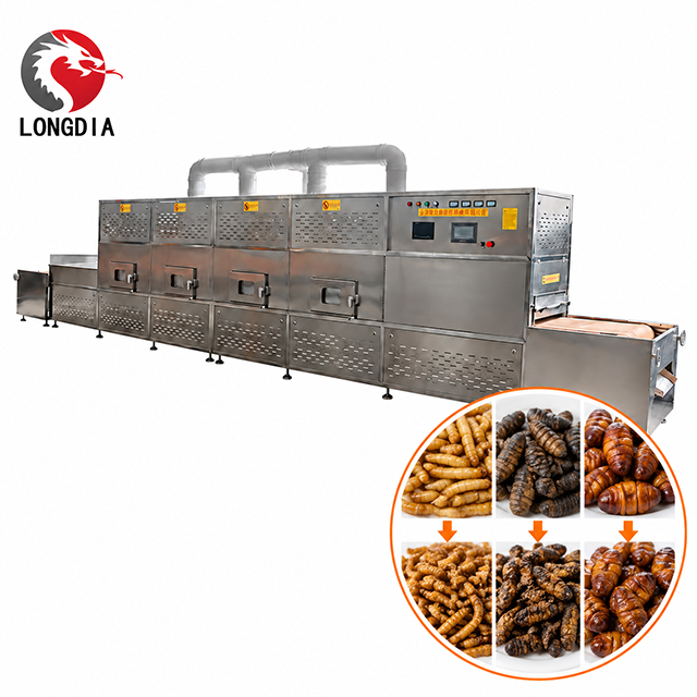 Industrial Microwave Insect Drying Puffing And Sterilization Machine for Mealworms Black Soldier Fly Larvae And Silkworm Pupae